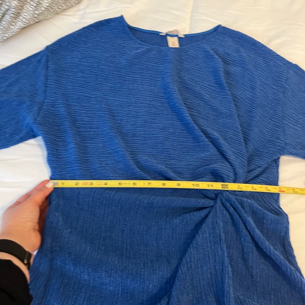 H&M Royal Blue Midi Dress with Side Knot Detail - Picture 2 of 8